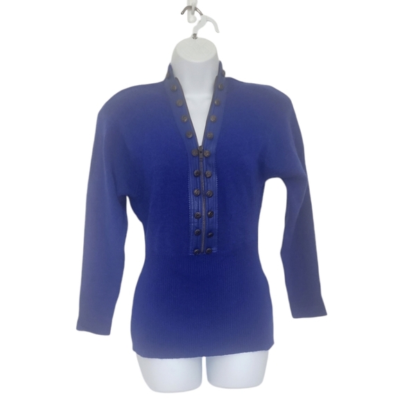 Vintage Women Joseph Ho Lambs Wool Angora Sweater Size Small Zip Buttons Ribbed. - Picture 1 of 10